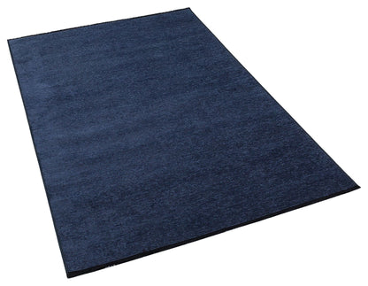 Blue Cotton Turkish Rug, Modern Washable Carpet