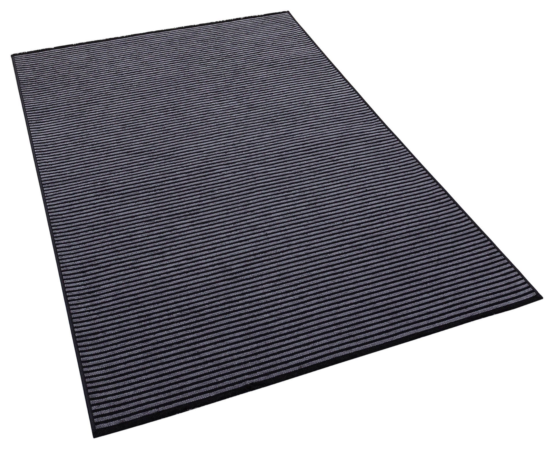 Modern Black Striped Rug, Washable Cotton Carpet