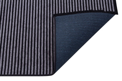 Modern Black Striped Rug, Washable Cotton Carpet