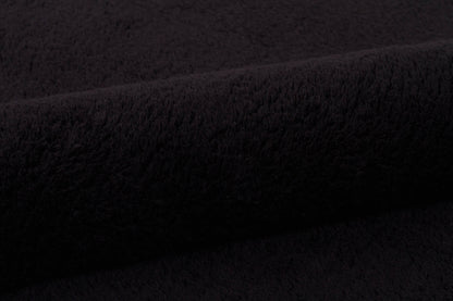 Black Fluffy Rug: Plain Modern Cotton Carpet with Tassels