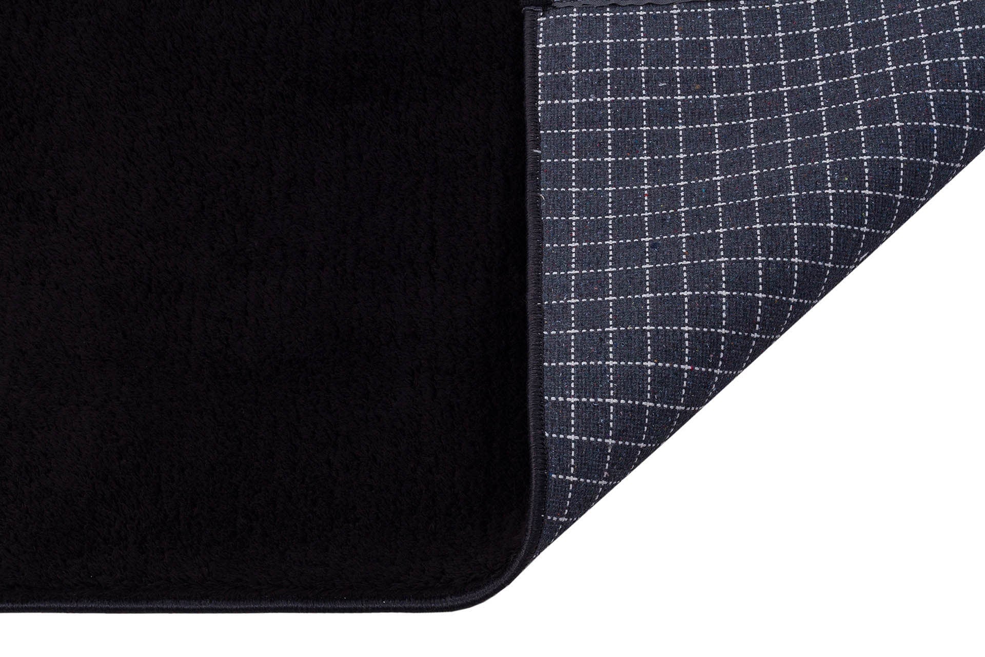Black Fluffy Rug: Plain Modern Cotton Carpet with Tassels