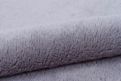 Fluffy Gray Rug: Modern Plain minimalist Washable Cotton Carpet