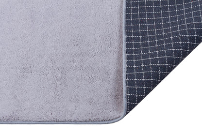 Fluffy Gray Rug: Modern Plain minimalist Washable Cotton Carpet