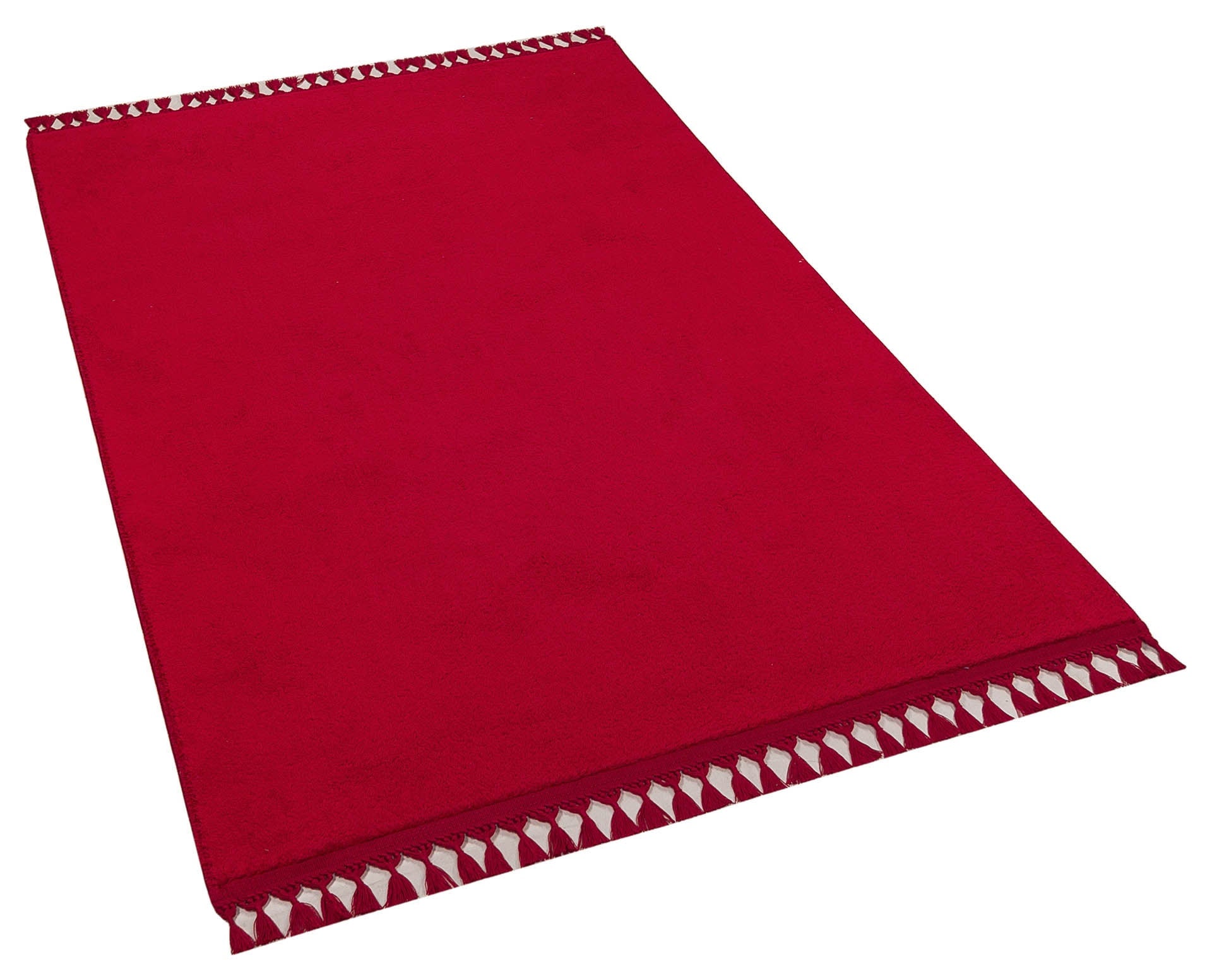 Red Fluffy Rug: Modern Fluffy Carpet with Tassels, Washable