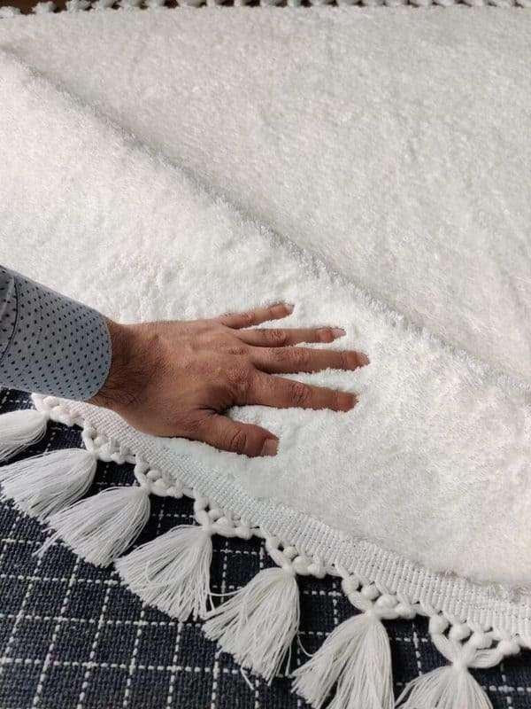 Fluffy White Rug: Washable Cotton Oval Carpet, Nursery Decor