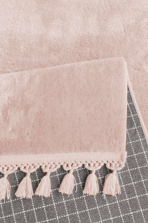 Fluffy Pink Rug: Modern Cotton Washable Carpet