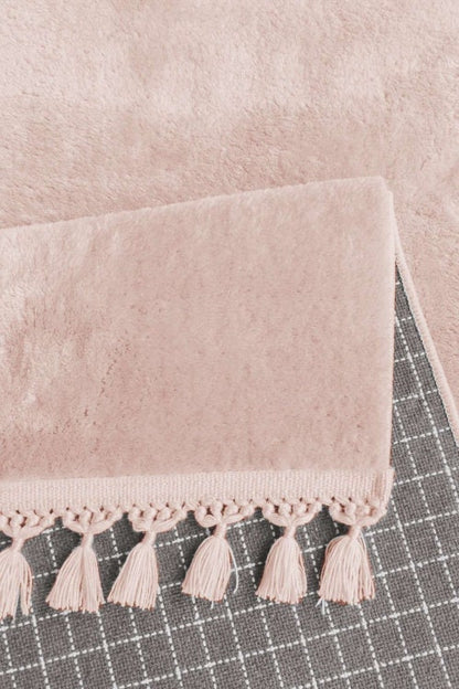 Fluffy Pink Rug: Modern Cotton Washable Carpet