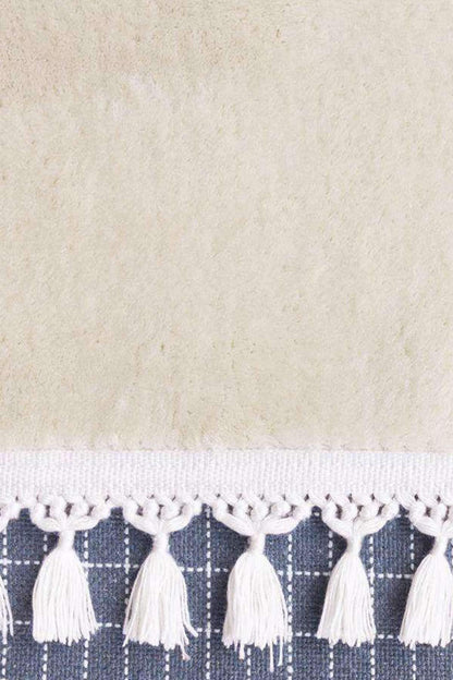 Fluffy Cream Rug: Washable Cotton Nursery Carpet