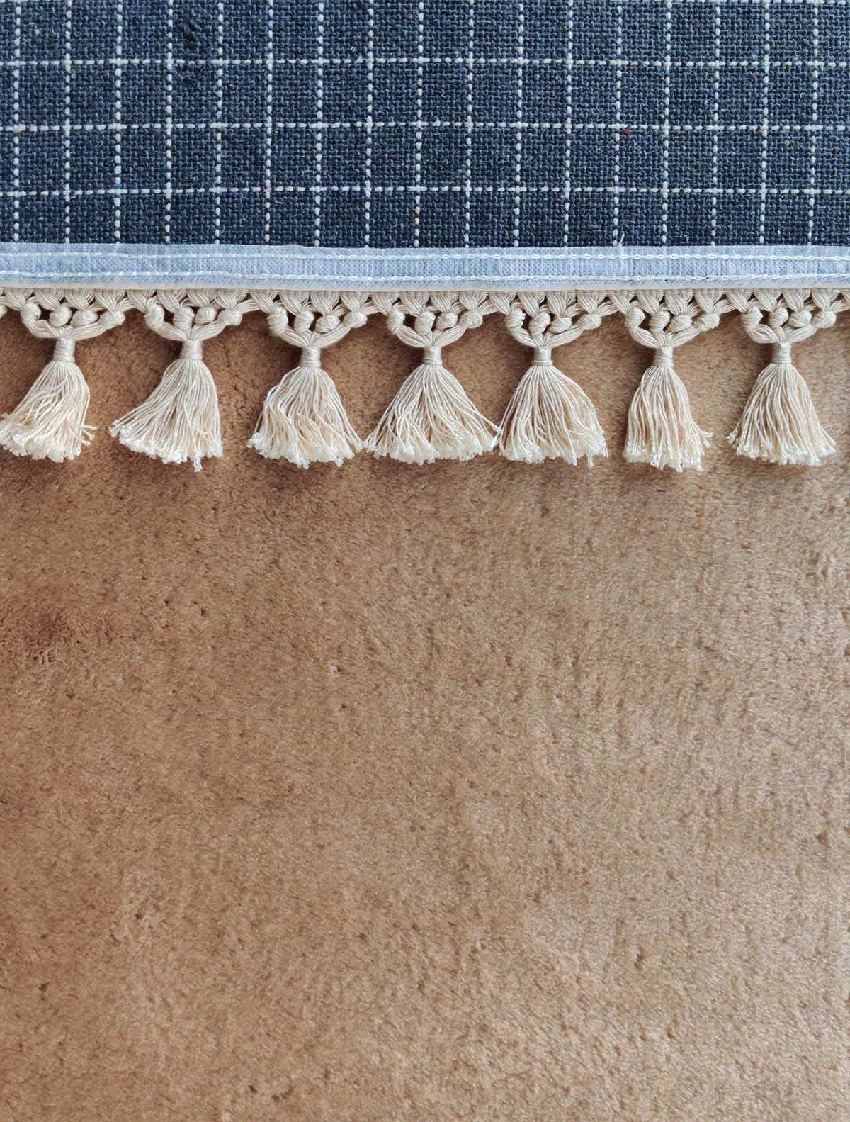 Fluffy Beige Rug with tassels: Modern Home Decor, Anti-Allergic Cotton Carpet
