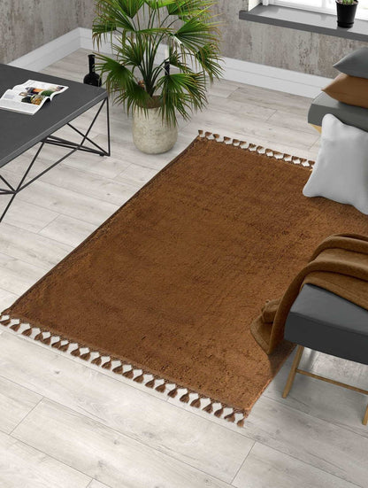 Fluffy Brown Rug: Modern Cotton Decorative Carpet