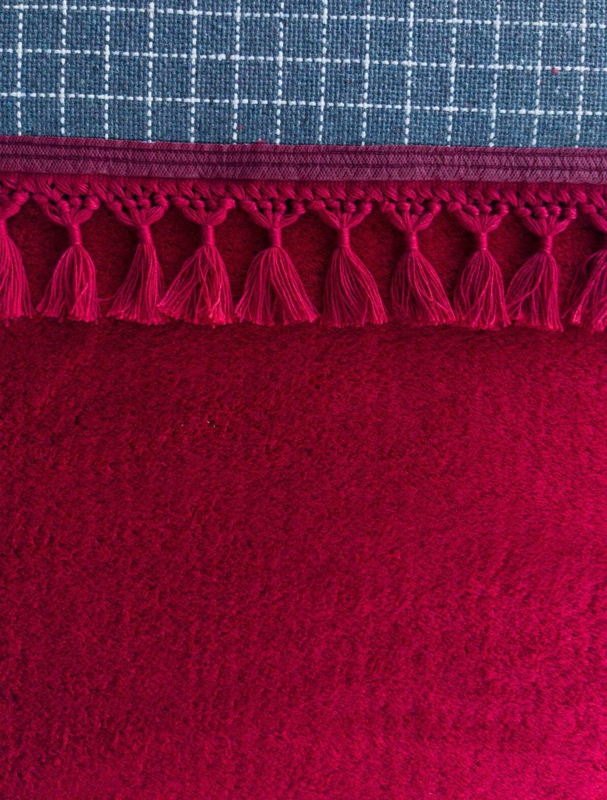 Red Fluffy Rug: Modern Fluffy Carpet with Tassels, Washable