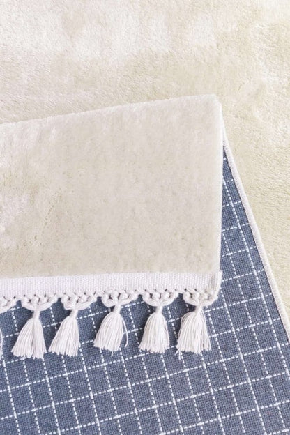 Fluffy Cream Rug: Washable Cotton Nursery Carpet