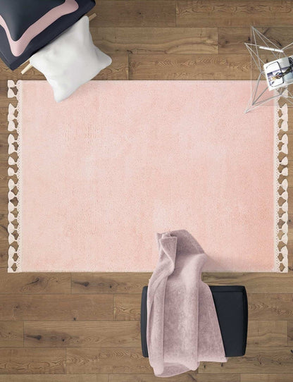 Fluffy Pink Rug: Modern Cotton Washable Carpet