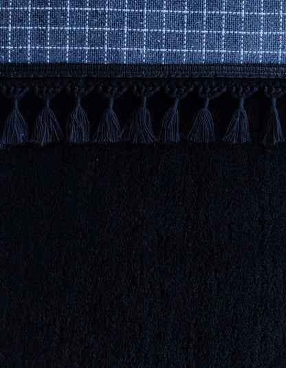 Black Fluffy Rug: Plain Modern Cotton Carpet with Tassels