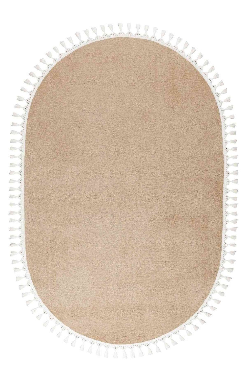 Fluffy Beige Rug: Modern Washable Cotton Carpet