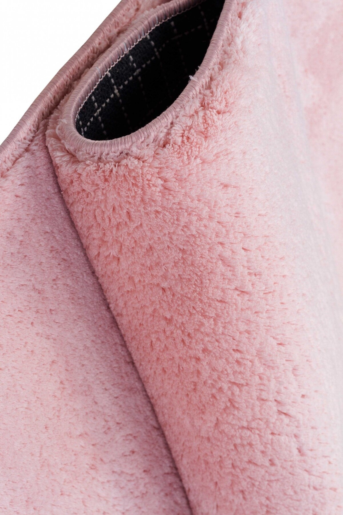 Fluffy Pink Round Rug: Modern Washable Cotton Carpet