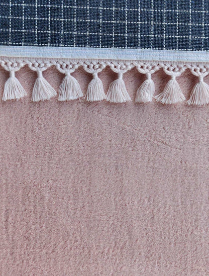 Fluffy Pink Round Rug: Modern Washable Cotton Carpet