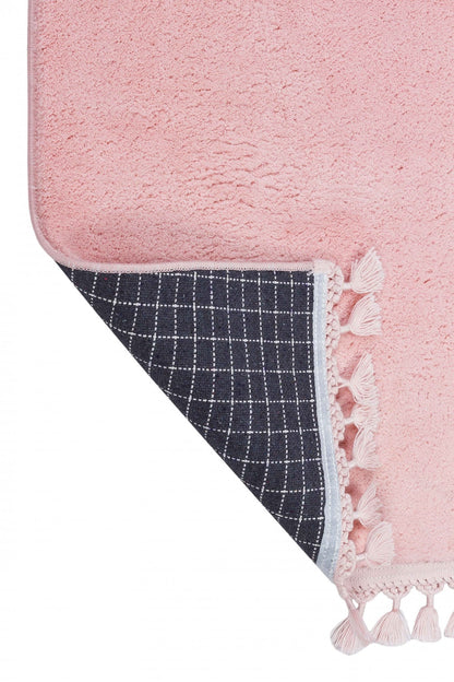 Fluffy Pink Round Rug: Modern Washable Cotton Carpet