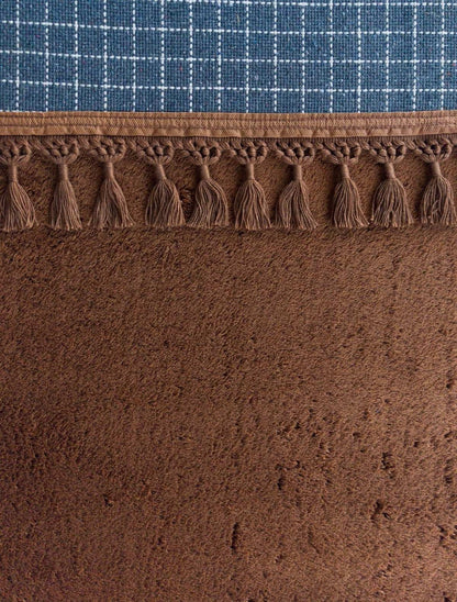 Fluffy Brown Round Rug: Washable Cotton Carpet with Tassels