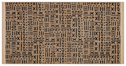 Modern Geometric Cotton Area Rug | Cream Charcoal Tribal Boho Carpet (Washable)