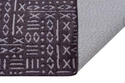 Charcoal Boho Runner Rug – Tribal Geometric Pattern, Fringe, Non-Slip (Machine Washable)