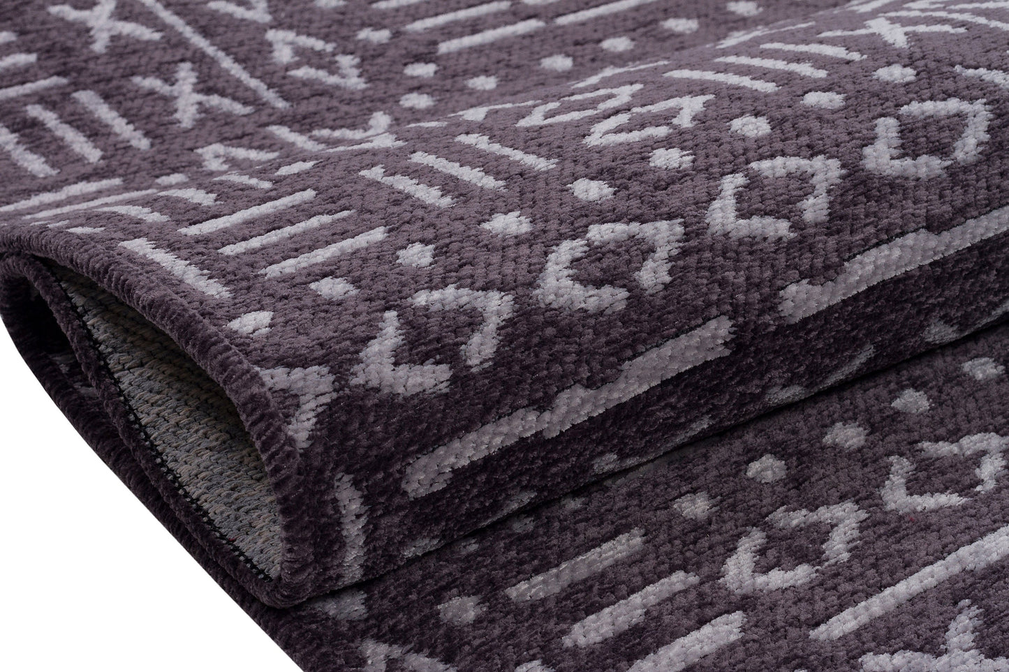 Charcoal Boho Runner Rug – Tribal Geometric Pattern, Fringe, Non-Slip (Machine Washable)