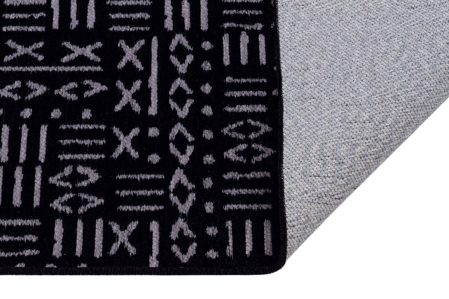 Mudcloth Runner Rug – Black Cream Geometric Tribal Boho Entryway Mat