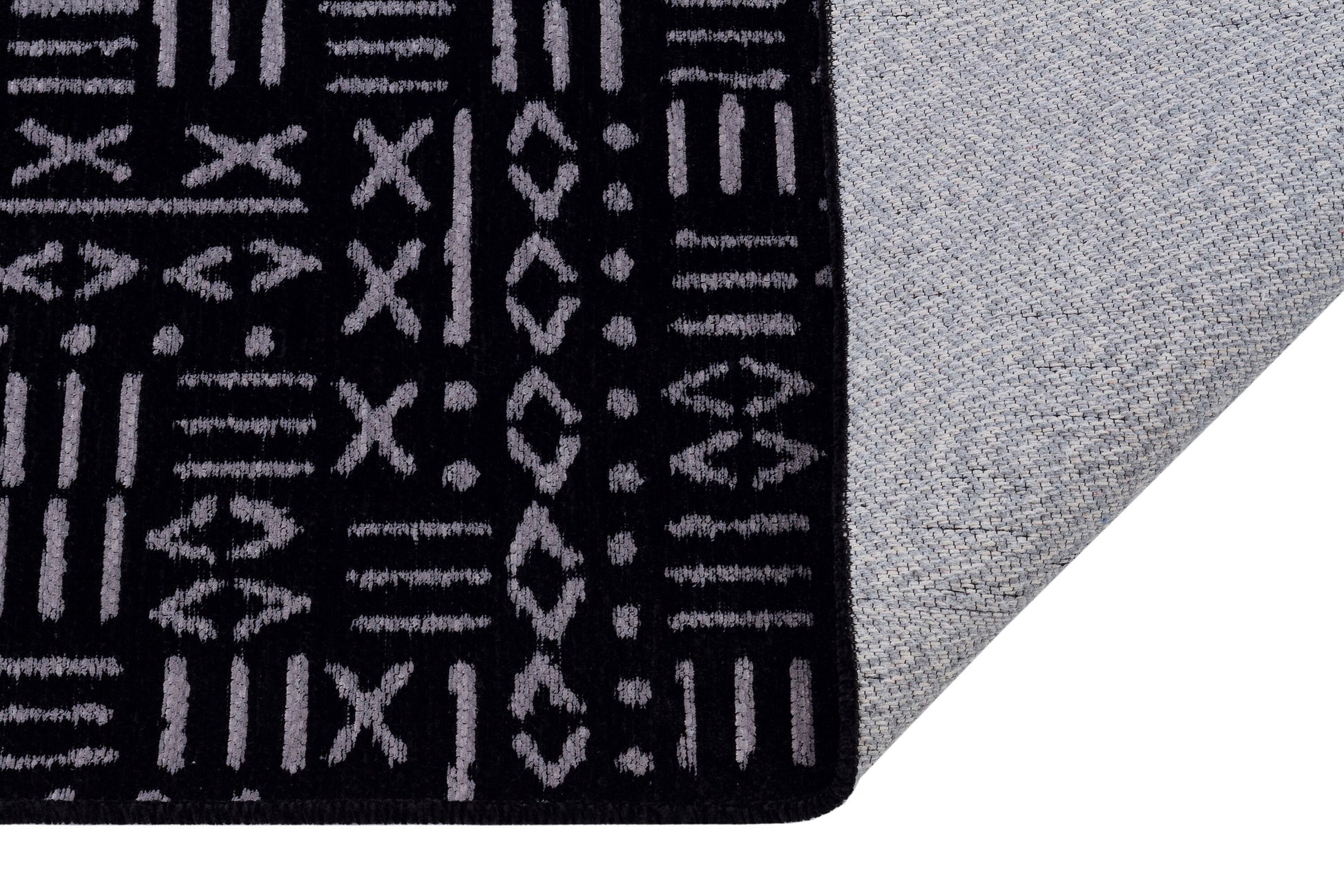 Mudcloth Runner Rug – Black Cream Geometric Tribal Boho Entryway Mat