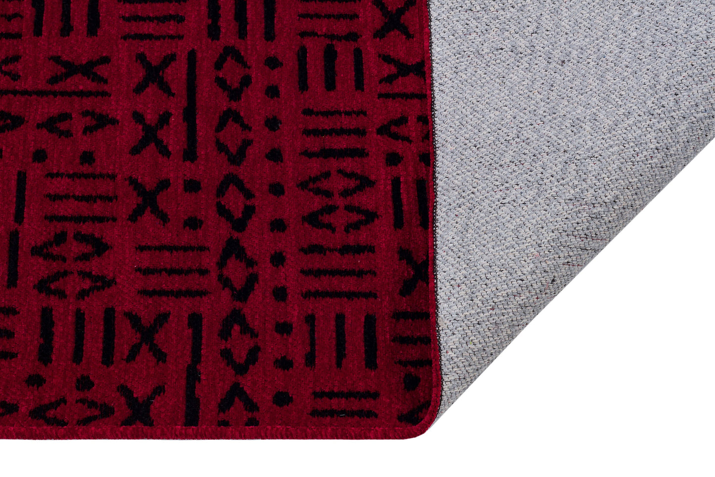 Red Geometric Tribal Area Rug, Boho Ethnic Living Room Carpet
