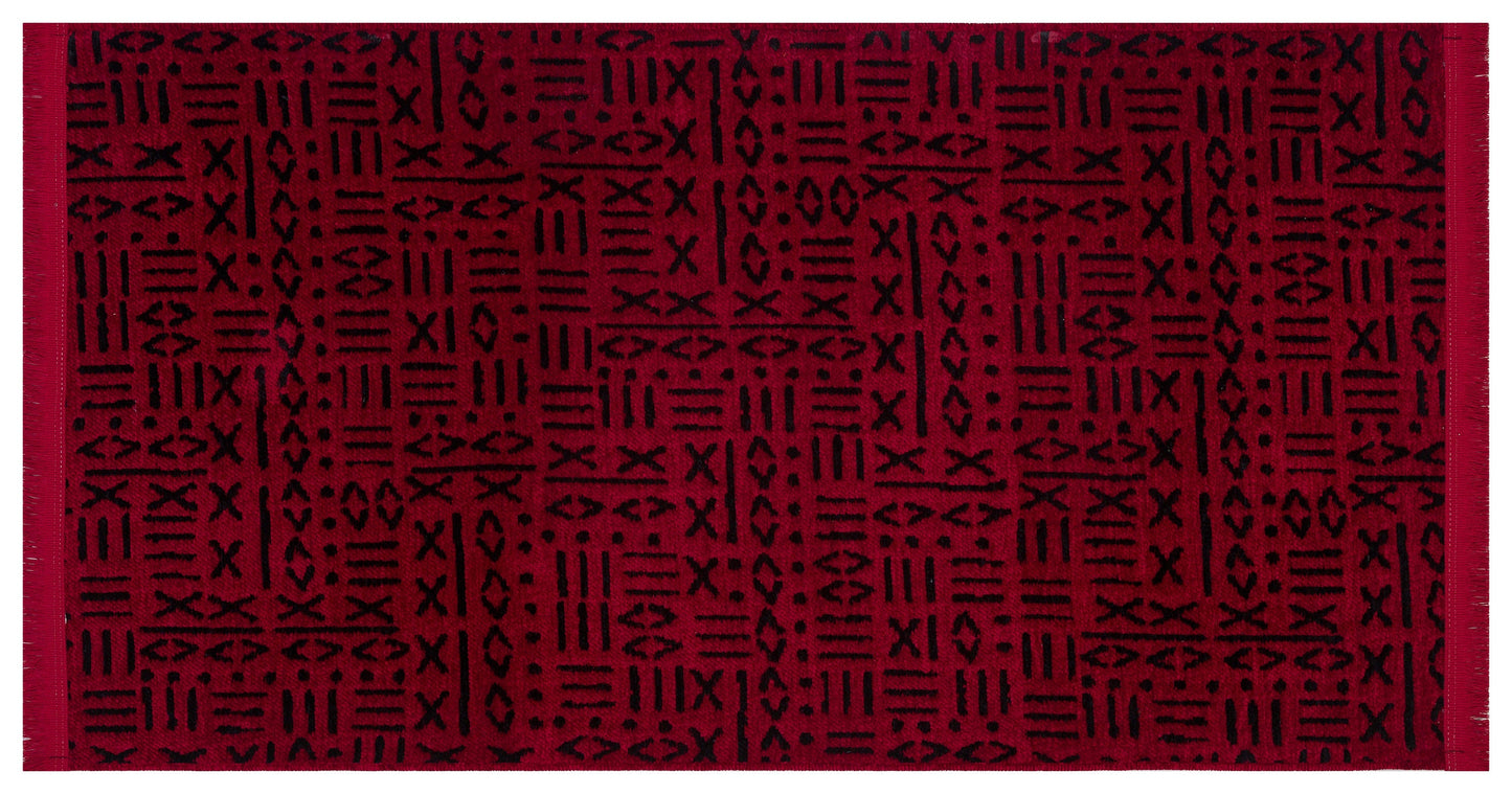 Red Geometric Tribal Area Rug, Boho Ethnic Living Room Carpet