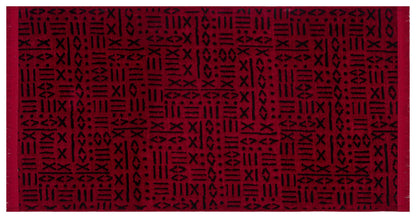 Red Geometric Tribal Area Rug, Boho Ethnic Living Room Carpet