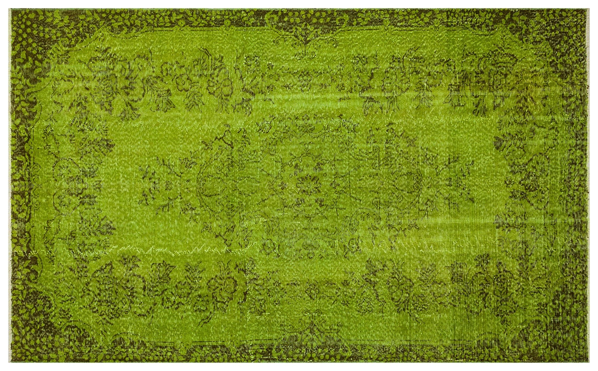 Vintage Green Wool Rug (5.6x8.6 ft) - Anatolian Persian Design