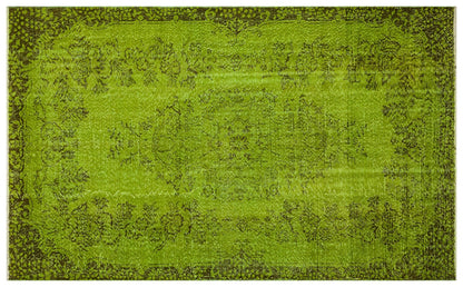 Vintage Green Wool Rug (5.6x8.6 ft) - Anatolian Persian Design