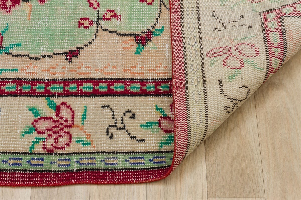 Vintage Turkish Wool Rug (3.7x6.8 ft): Handmade Anatolian Area Rug