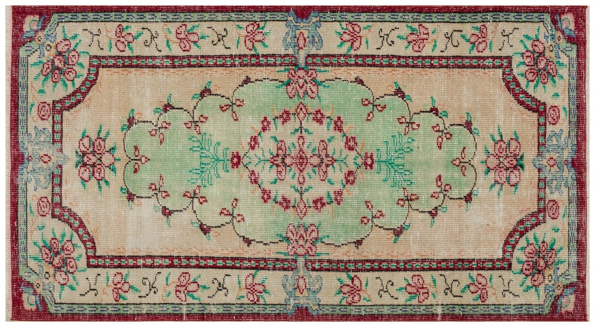 Vintage Turkish Wool Rug (3.7x6.8 ft): Handmade Anatolian Area Rug