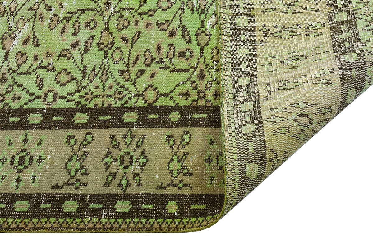 Handmade Green Wool Rug: Vintage Nursery Carpet (5'9"x8'7")
