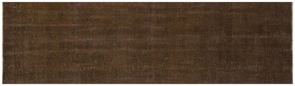 Vintage Anatolian brown Wool Runner Rug: Bohemian Eclectic Style (2.8x9'4'' ft)
