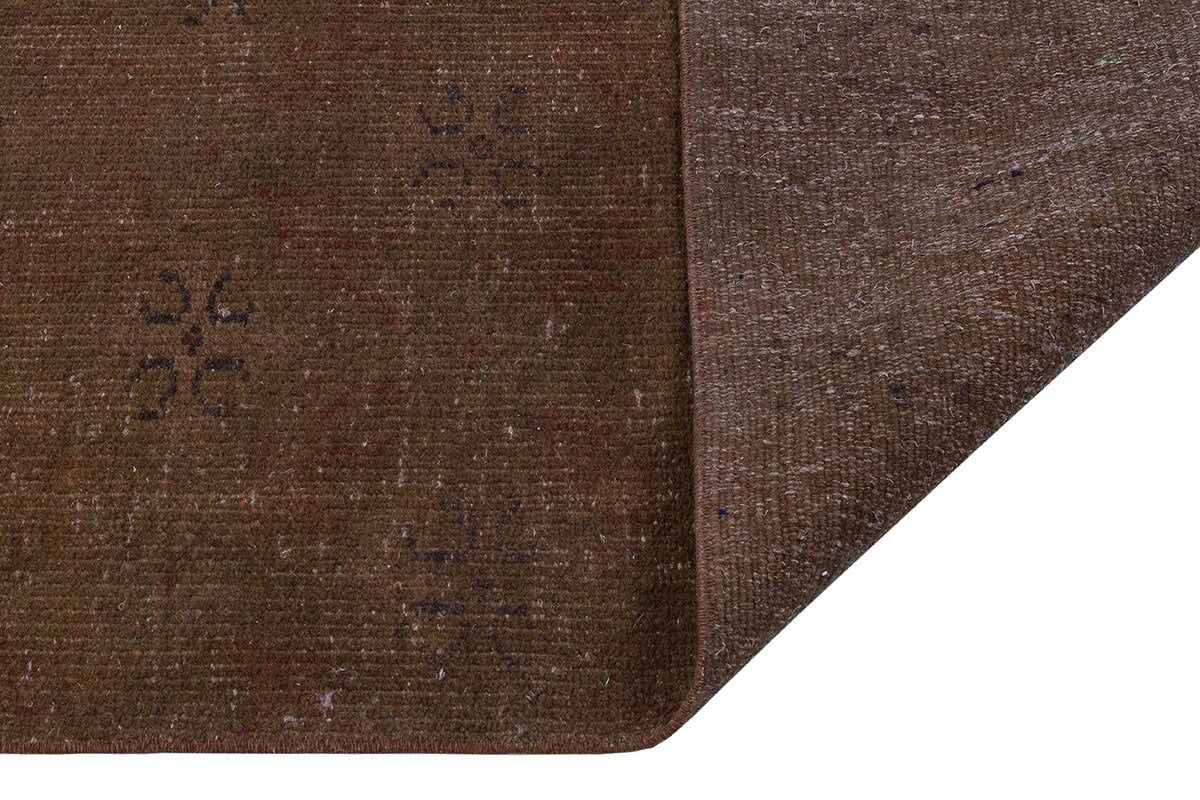 Vintage Anatolian brown Wool Runner Rug: Bohemian Eclectic Style (2.8x9'4'' ft)