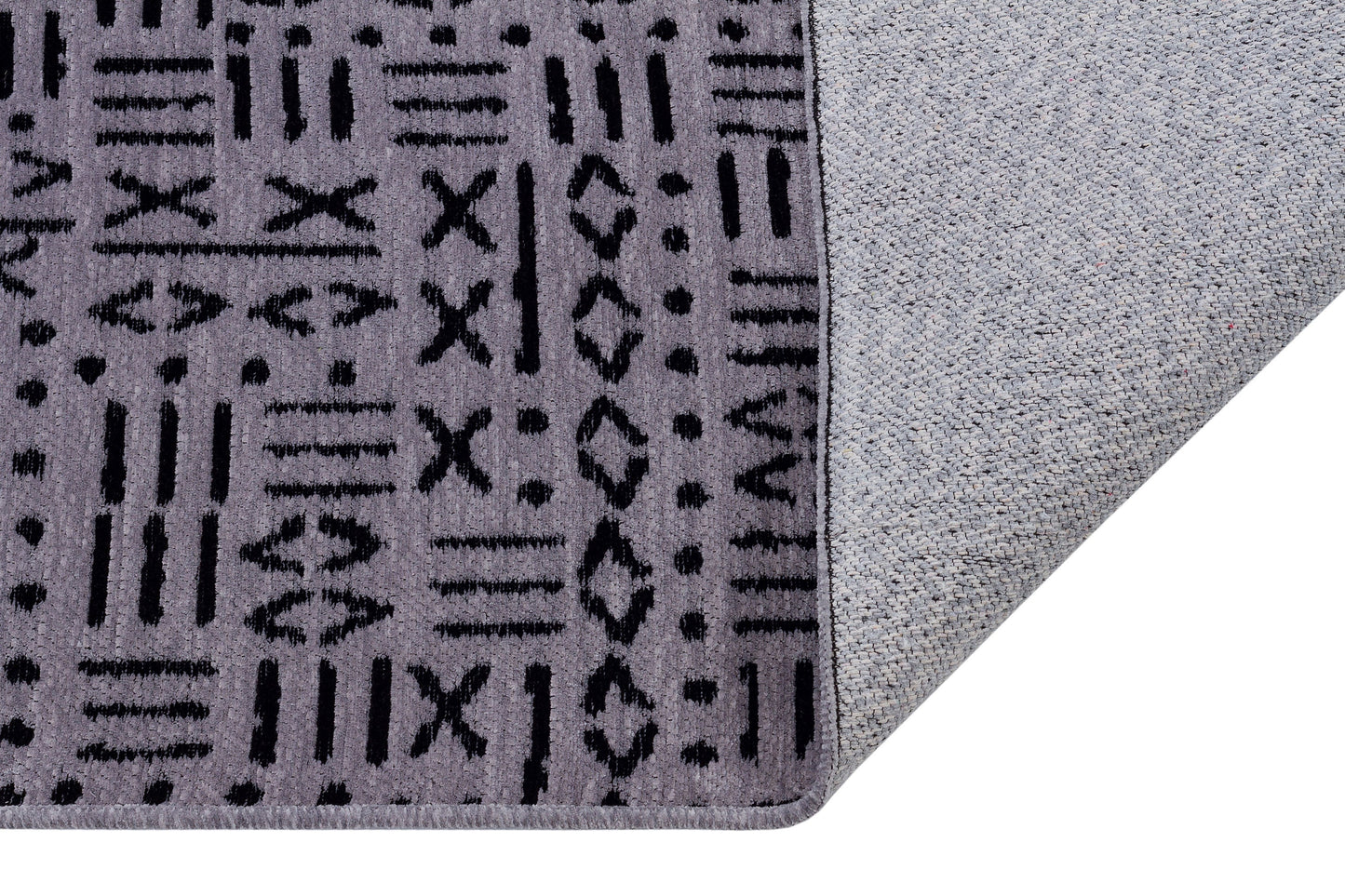 Modern Tribal Mudcloth Area Rug – Gray Black Geometric Boho Carpet