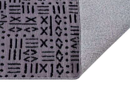 Modern Tribal Mudcloth Area Rug – Gray Black Geometric Boho Carpet