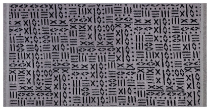 Modern Tribal Mudcloth Area Rug – Gray Black Geometric Boho Carpet