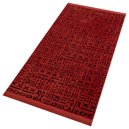 Red Tribal Geometric Rug, Boho Southwestern Accent Carpet, Scandinavian Decor Floor Rug