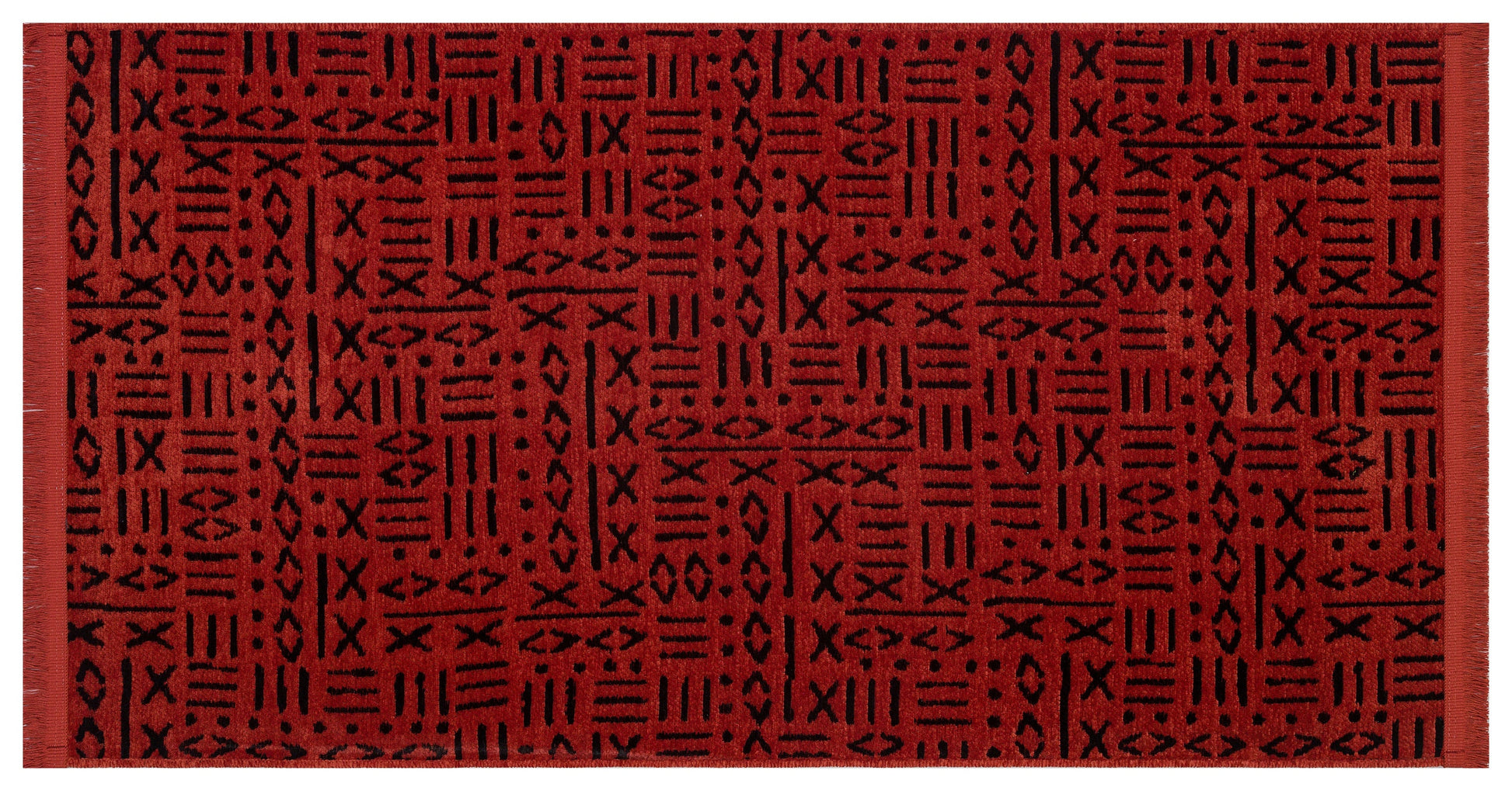 Red Tribal Geometric Rug, Boho Southwestern Accent Carpet, Scandinavian Decor Floor Rug