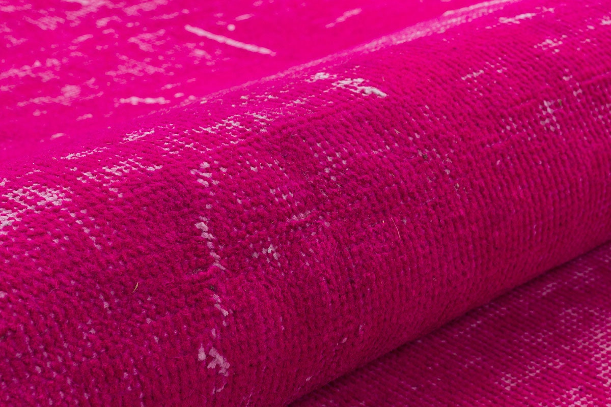 Handmade Pink Wool Rug: Vintage carpet (3'6''x4'11''ft)