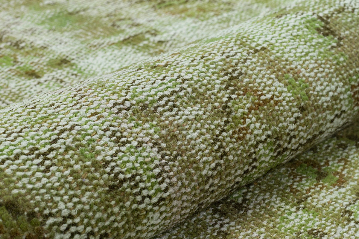 Vintage Green Wool Rug: Handmade Turkish Area Rug (3'x5'7")