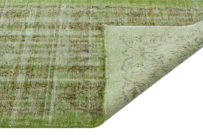 Vintage Green Wool Rug: Handmade Turkish Area Rug (3'x5'7")