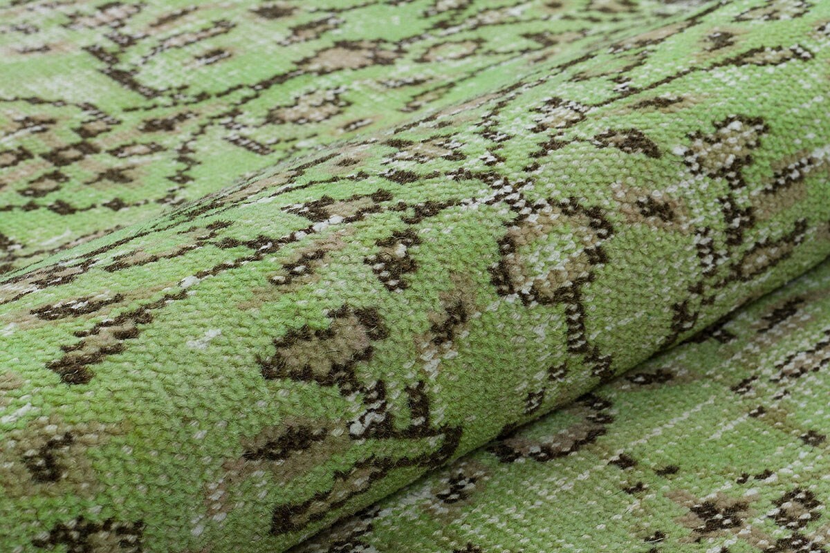 Handmade Green Wool Rug: Vintage Nursery Carpet (5'9"x8'7")