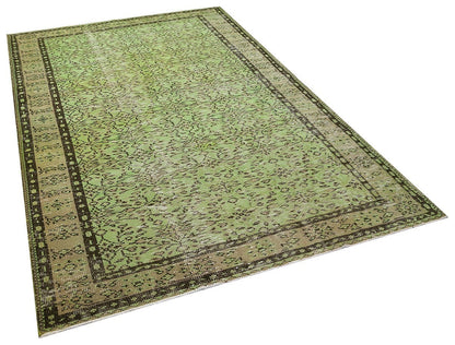 Handmade Green Wool Rug: Vintage Nursery Carpet (5'9"x8'7")