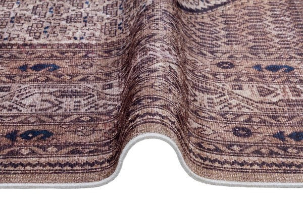 Beige Turkish Rug: Classic Medallion Anatolian Carpet