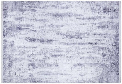 Modern Geometric Area Rug, Gray White Living Room Carpet, Washable Neutral Textured Mat
